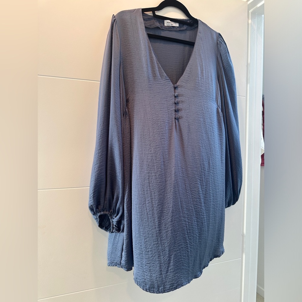 Sage & Paige Passion Fusion Blue Long Sleeve Loose Fit Mini Dress | Size M - Picture 10 of 12